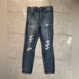 American Eagle Women’s Blue Denim Ne(x)t Level Stretch Ripped/Distressed Jeans